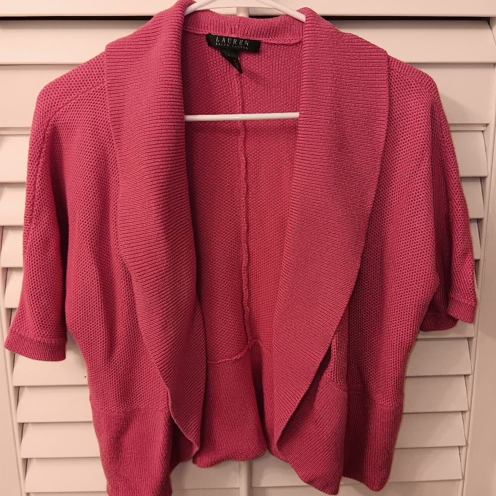 3/$15 Lauren by Ralph Lauren Hot Pink Shrug 💗 - size L